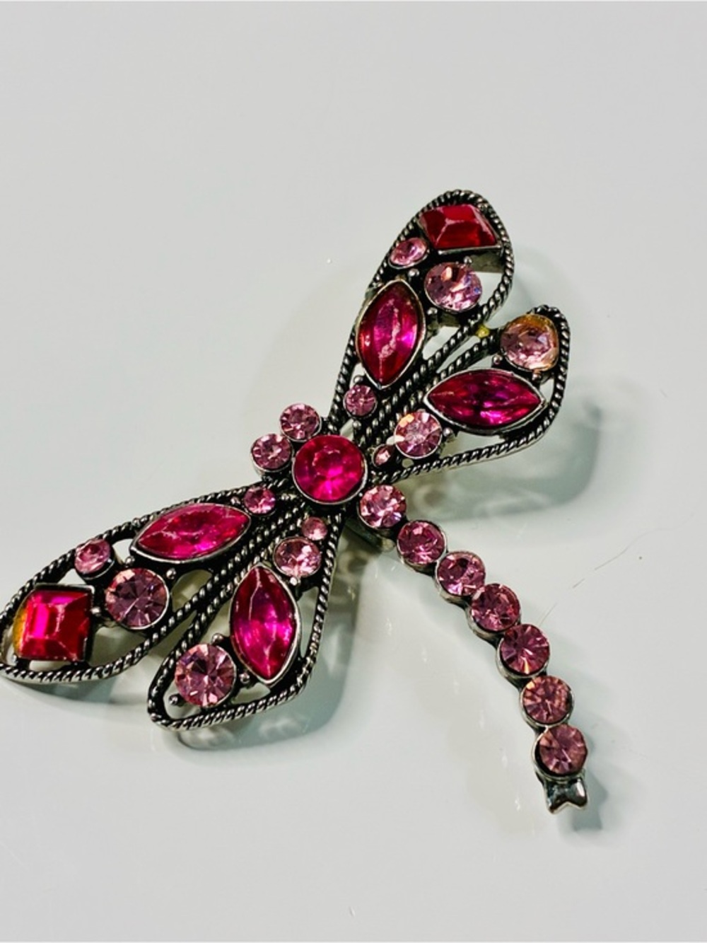 Source Unknown Pink Crystal Dragonfly Brooch - Pink & Light Pink